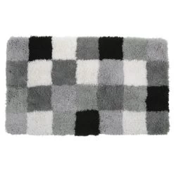 GAMMA Badmat Blok Zwart Met Grijs 60x90 Cm