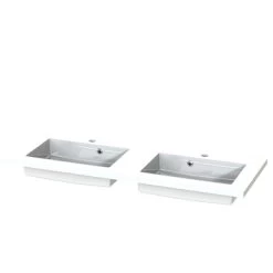 Tiger Reverse Meubelset 2x60 Cm Met 4 Lades Naturel Eik / Mat Wit Inclusief 2 Quadro Wastafels Hoogglans Wit -Gamma Badkamer Winkel 123 1247