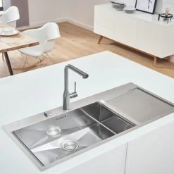 Grohe Colours Keukenkraan Essence New RVS Met Uittrekbare Mousseur -Gamma Badkamer Winkel 123 133
