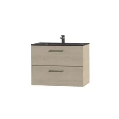 Tiger Badkamermeubel Studio 80cm Naturel Eik/matzwart Met Ronde RVS Greep 4 Tiger Badkamermeubel Studio 80cm Naturel Eik/matzwart Met Ronde RVS Greep -Gamma Badkamer Winkel 123 1547