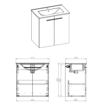 Atlantic badmeubel Clara 60cm twee deuren hout Atlantic Badmeubel Clara 60cm Twee Deuren Hout -Gamma Badkamer Winkel 123 1575