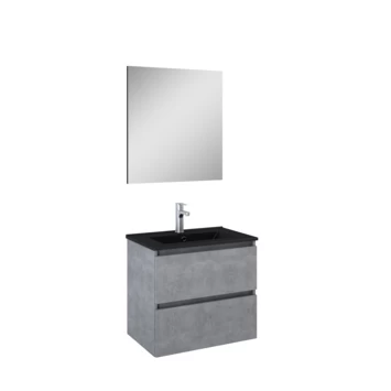 Atlantic badmeubelset Heon met spiegel en zwarte wastafel 60cm Beton Atlantic Badmeubelset Heon met Spiegel En Zwarte Wastafel 60cm Beton -Gamma Badkamer Winkel 123 1576