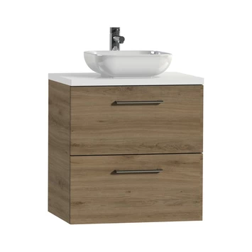 Tiger Badkamermeubel Studio 60 cm Chalet Eik met Keramische Waskom Hoogglans Wit en Ronde Grepen Tiger Badkamermeubel Studio 60 Cm Chalet Eik Met Keramische Waskom Hoogglans Wit En Ronde Grepen -Gamma Badkamer Winkel 123 1609