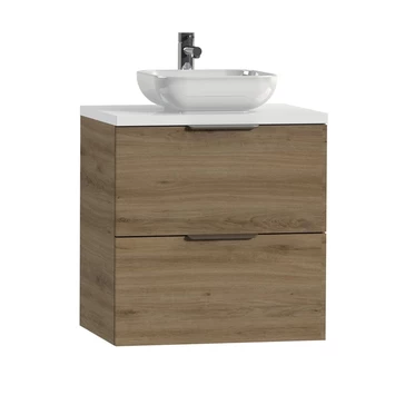 Tiger Badkamermeubel Studio 60 cm Chalet Eik met Keramische Waskom Hoogglans Wit en Profielgrepen Tiger Badkamermeubel Studio 60 Cm Chalet Eik Met Keramische Waskom Hoogglans Wit En Profielgrepen -Gamma Badkamer Winkel 123 1613