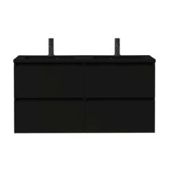 Tiger Karlo Badkamermeubel 120 Cm Mat Zwart Met Zwarte Wastafel -Gamma Badkamer Winkel 123 1666