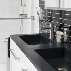 Tiger Karlo Badkamermeubel 120 Cm Mat Zwart Met Zwarte Wastafel -Gamma Badkamer Winkel 123 1667