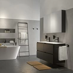 Tiger Karlo Badkamermeubel 120 Cm Mat Zwart Met Zwarte Wastafel -Gamma Badkamer Winkel 123 1670