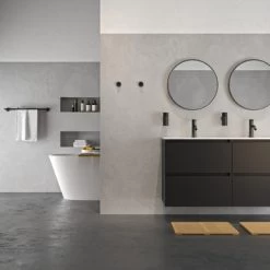 Tiger Karlo Badkamermeubel 120 Cm Mat Zwart Met Zwarte Wastafel -Gamma Badkamer Winkel 123 1671