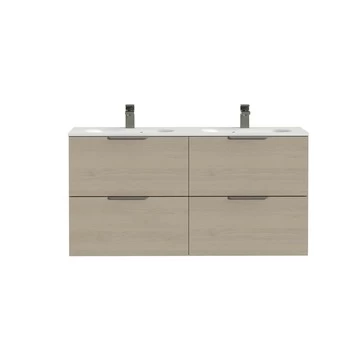 Tiger badkamermeubel Studio 120cm naturel eik/matwit met platte RVS greep Tiger Badkamermeubel Studio 120cm Naturel Eik/matwit Met Platte RVS Greep -Gamma Badkamer Winkel 123 1721