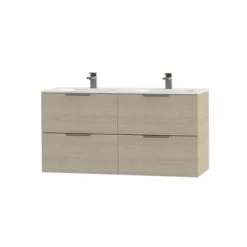 Tiger Badkamermeubel Studio 120cm Naturel Eik/matwit Met Platte RVS Greep 4 Tiger Badkamermeubel Studio 120cm Naturel Eik/matwit Met Platte RVS Greep -Gamma Badkamer Winkel 123 1722