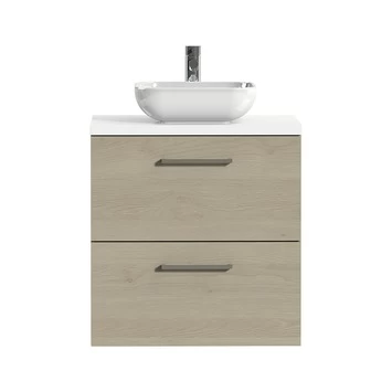 Tiger badkamermeubel Studio 60cm naturel eik/witte waskom met vierkante greep Tiger Badkamermeubel Studio 60cm Naturel Eik/witte Waskom Met Vierkante Greep -Gamma Badkamer Winkel 123 1726