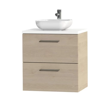 Tiger badkamermeubel Studio 60cm naturel eik/witte waskom met vierkante greep Tiger Badkamermeubel Studio 60cm Naturel Eik/witte Waskom Met Vierkante Greep -Gamma Badkamer Winkel 123 1728