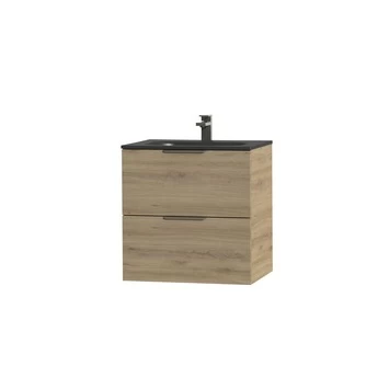 Tiger Studio badkamermeubel 60 cm chalet eiken met wastafel polybeton mat zwart greep rvs plat Tiger Studio Badkamermeubel 60 Cm Chalet Eiken Met Wastafel Polybeton Mat Zwart Greep Rvs Plat -Gamma Badkamer Winkel 123 1738