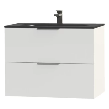 Tiger Studio badkamermeubel 80 cm hoogglans wit met wastafel polybeton mat zwart greep rvs plat Tiger Studio Badkamermeubel 80 Cm Hoogglans Wit Met Wastafel Polybeton Mat Zwart Greep Rvs Plat -Gamma Badkamer Winkel 123 1757