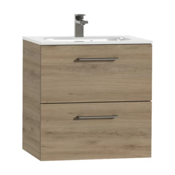 Tiger badkamermeubel Studio 60cm chalet eik/wit met ronde RVS greep Tiger Badkamermeubel Studio 60cm Chalet Eik/wit Met Ronde RVS Greep -Gamma Badkamer Winkel 123 1764