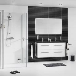 TIGER Boston Kolomkast 40cm Wit Hoogglans Rvs -Gamma Badkamer Winkel 123 1779