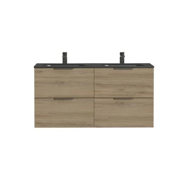 Tiger badkamermeubel Studio 120cm chalet eik/matzwart met platte RVS greep Tiger Badkamermeubel Studio 120cm Chalet Eik/matzwart Met Platte RVS Greep -Gamma Badkamer Winkel 123 1895