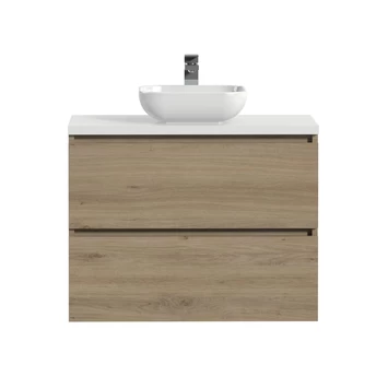 Tiger Karlo Badkamermeubelset 80 cm chalet eik met wit houten wasblad en glanzend witte keramische waskom Tiger Karlo Badkamermeubelset 80 Cm Chalet Eik Met Wit Houten Wasblad En Glanzend Witte Keramische Waskom -Gamma Badkamer Winkel 123 1898