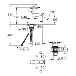 Grohe Wastafelkraan Start M-size Uittrekbaar QuickFix Chroom -Gamma Badkamer Winkel 123 19