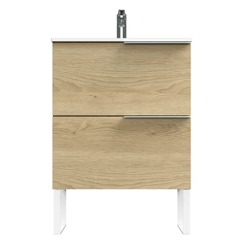 Tiger badmeubelset Pocket 60 cm met 2 lades Naturel Eik incl. looppoten Tiger Badmeubelset Pocket 60 Cm Met 2 Lades Naturel Eik Incl. Looppoten -Gamma Badkamer Winkel 123 1945