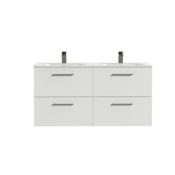 Tiger Studio badkamermeubel 120cm hoogglans wit met dubbele witte wastafel Tiger Studio Badkamermeubel 120cm Hoogglans Wit Met Dubbele Witte Wastafel -Gamma Badkamer Winkel 123 1954