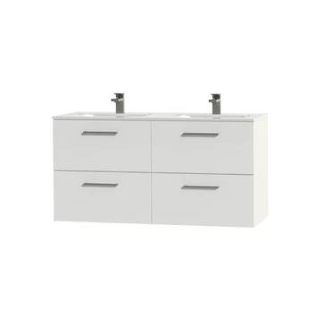 Tiger Studio badkamermeubel 120cm hoogglans wit met dubbele witte wastafel Tiger Studio Badkamermeubel 120cm Hoogglans Wit Met Dubbele Witte Wastafel -Gamma Badkamer Winkel 123 1955