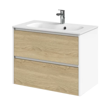 Tiger Reverse Meubelset 80 cm met 2 lades Naturel eik / Mat wit inclusief Oval wastafel Mat wit Tiger Reverse Meubelset 80 Cm Met 2 Lades Naturel Eik / Mat Wit Inclusief Oval Wastafel Mat Wit -Gamma Badkamer Winkel 123 1969