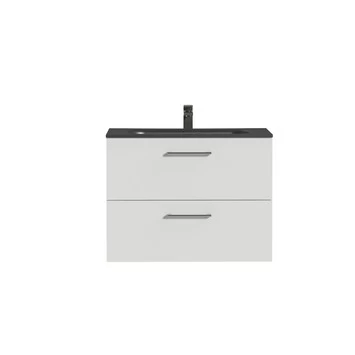 Tiger badkamermeubel Studio 80cm hoogglans wit/matzwart met ronde RVS greep Tiger Badkamermeubel Studio 80cm Hoogglans Wit/matzwart Met Ronde RVS Greep -Gamma Badkamer Winkel 123 1984