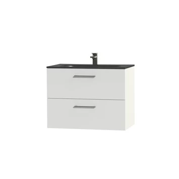 Tiger badkamermeubel Studio 80cm hoogglans wit/matzwart met ronde RVS greep Tiger Badkamermeubel Studio 80cm Hoogglans Wit/matzwart Met Ronde RVS Greep -Gamma Badkamer Winkel 123 1985