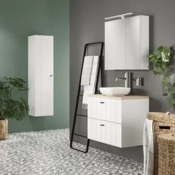 Tiger Maryport Hoge Kolomkast 40 Cm Mat Wit Met Matzwarte Greep -Gamma Badkamer Winkel 123 2007