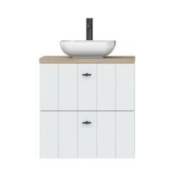 Tiger Maryport Badkamermeubelset 60 Cm Mat Wit Met Licht Eiken Wasblad, Witte Keramische Opzetkom En Matzwarte Grepen 7 Tiger Maryport Badkamermeubelset 60 Cm Mat Wit Met Licht Eiken Wasblad, Witte Keramische Opzetkom En Matzwarte Grepen -Gamma Badkamer Winkel 123 2036