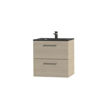 Tiger badkamermeubel Studio 60cm naturel eik/matzwart met ronde RVS greep Tiger Badkamermeubel Studio 60cm Naturel Eik/matzwart Met Ronde RVS Greep -Gamma Badkamer Winkel 123 2049