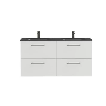 Tiger badkamermeubel Studio 120cm hoogglans wit/matzwart met ronde RVS greep Tiger Badkamermeubel Studio 120cm Hoogglans Wit/matzwart Met Ronde RVS Greep -Gamma Badkamer Winkel 123 2059