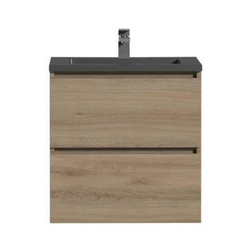 Tiger Karlo badkamermeubel 60 cm chalet eiken met wastafel zwart Tiger Karlo Badkamermeubel 60 Cm Chalet Eiken Met Wastafel Zwart -Gamma Badkamer Winkel 123 2087