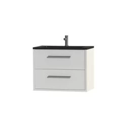 Tiger Badkamermeubel Boston 80cm Hoogglans Wit/matzwart Met Grepen Chroom -Gamma Badkamer Winkel 123 2096