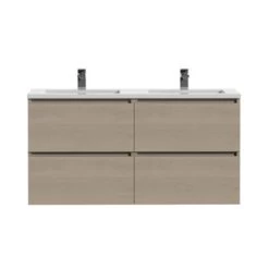 Tiger Karlo Badkamermeubel 120 Cm Naturel Eiken Met Wastafel Hoogglans Wit -Gamma Badkamer Winkel 123 2099