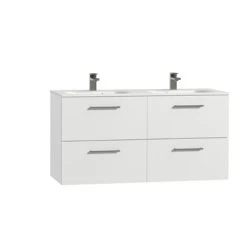 Tiger Badkamermeubel Studio 120cm Hoogglans Wit/matwit Met RVS Greep