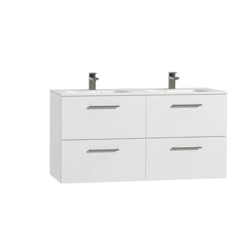 Tiger badkamermeubel Studio 120cm hoogglans wit/matwit met RVS greep Tiger Badkamermeubel Studio 120cm Hoogglans Wit/matwit Met RVS Greep -Gamma Badkamer Winkel 123 2104