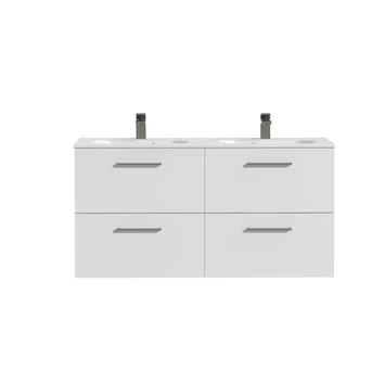 Tiger badkamermeubel Studio 120cm hoogglans wit/matwit met RVS greep Tiger Badkamermeubel Studio 120cm Hoogglans Wit/matwit Met RVS Greep -Gamma Badkamer Winkel 123 2105