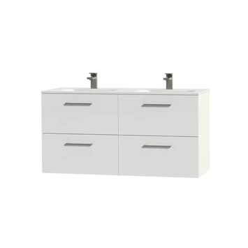 Tiger badkamermeubel Studio 120cm hoogglans wit/matwit met RVS greep Tiger Badkamermeubel Studio 120cm Hoogglans Wit/matwit Met RVS Greep -Gamma Badkamer Winkel 123 2106