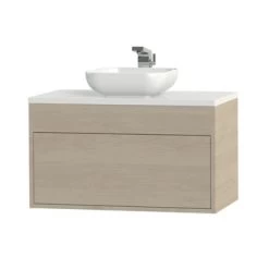 Tiger Helsinki Badkamermeubel 80 Cm Naturel Eiken Met Waskom -Gamma Badkamer Winkel 123 2109