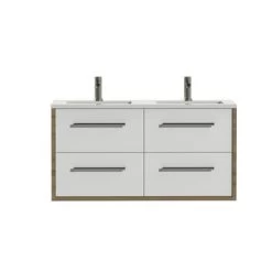 Tiger Badkamermeubel Boston 120cm Chalet Eik/wit Met Grepen RVS