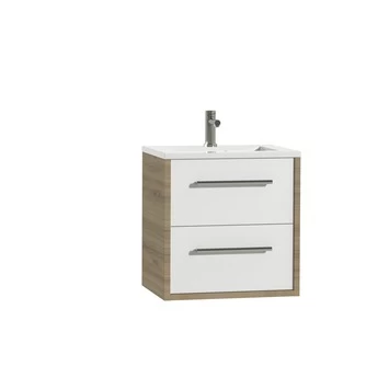 Tiger Badkamermeubel Boston 60 cm Chalet Eik met Polybeton Wastafel Wit en Ronde Grepen RVS Tiger Badkamermeubel Boston 60 Cm Chalet Eik Met Polybeton Wastafel Wit En Ronde Grepen RVS -Gamma Badkamer Winkel 123 2171