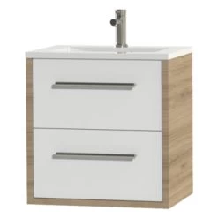 Tiger Badkamermeubel Boston 60 Cm Chalet Eik Met Polybeton Wastafel Wit En Ronde Grepen RVS 4 Tiger Badkamermeubel Boston 60 Cm Chalet Eik Met Polybeton Wastafel Wit En Ronde Grepen RVS -Gamma Badkamer Winkel 123 2172