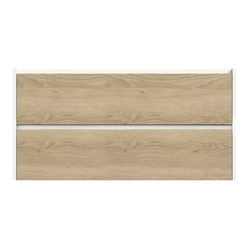 Tiger Reverse Meubelset 120 cm met 2 lades Naturel eik / Mat wit inclusief Oval wastafel dubbel Mat wit Tiger Reverse Meubelset 120 Cm Met 2 Lades Naturel Eik / Mat Wit Inclusief Oval Wastafel Dubbel Mat Wit -Gamma Badkamer Winkel 123 2199