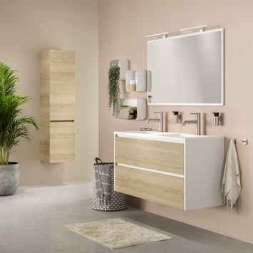 Tiger Reverse Meubelset 120 cm met 2 lades Naturel eik / Mat wit inclusief Quadro wastafel dubbel Hoogglans wit Tiger Reverse Meubelset 120 Cm Met 2 Lades Naturel Eik / Mat Wit Inclusief Quadro Wastafel Dubbel Hoogglans Wit -Gamma Badkamer Winkel 123 2215