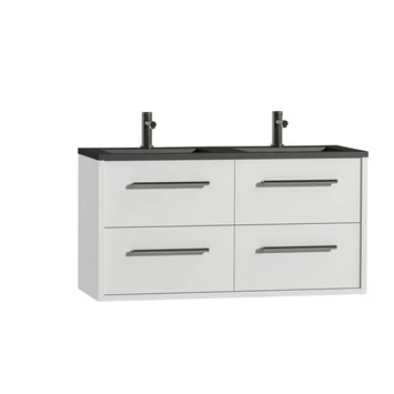 Tiger badkamermeubel Boston 120cm hoogglans wit/matzwart met grepen RVS Tiger Badkamermeubel Boston 120cm Hoogglans Wit/matzwart Met Grepen RVS -Gamma Badkamer Winkel 123 2219