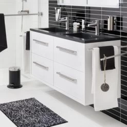 Tiger Badkamermeubel Boston 120cm Hoogglans Wit/matzwart Met Grepen RVS 5 Tiger Badkamermeubel Boston 120cm Hoogglans Wit/matzwart Met Grepen RVS -Gamma Badkamer Winkel 123 2221