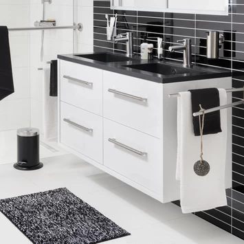 Tiger badkamermeubel Boston 120cm hoogglans wit/matzwart met grepen RVS Tiger Badkamermeubel Boston 120cm Hoogglans Wit/matzwart Met Grepen RVS -Gamma Badkamer Winkel 123 2221