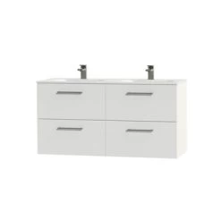 Tiger Badkamermeubel Studio 120cm Hoogglans Wit/matwit Ronde RVS Greep -Gamma Badkamer Winkel 123 2259